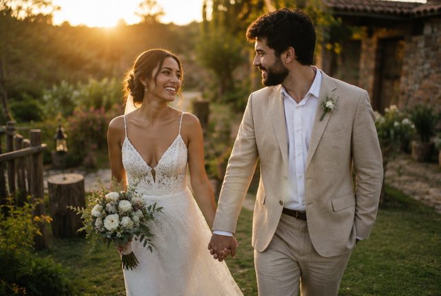 Casal no jardim